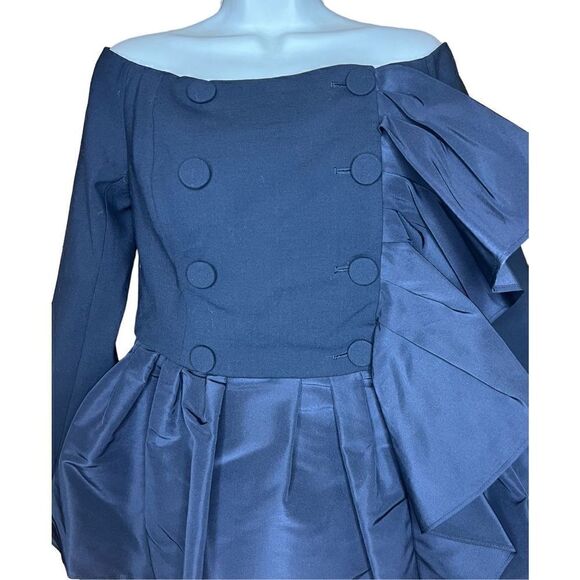 Carolina Herrera Off the Shoulder Ruffled Wool Blend Peplum Top NWT Size 10 - Picture 6 of 9
